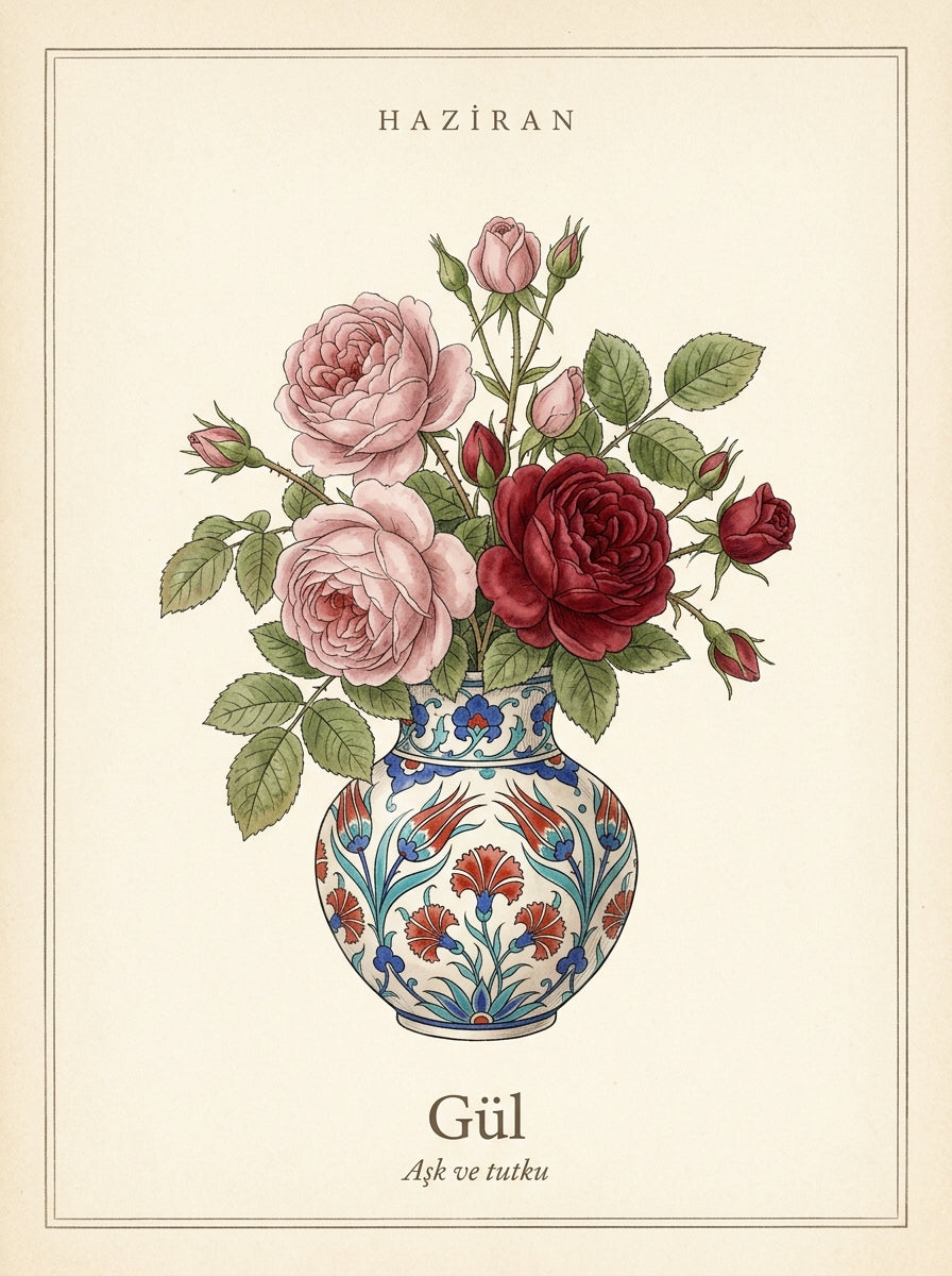 Botanik Çiçek Tablosu – Çiçek Koleksiyonu No. 06 | Çerçeveli Tablo 30x40