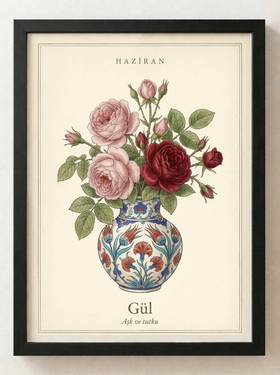 Botanik Çiçek Tablosu – Çiçek Koleksiyonu No. 06 | Çerçeveli Tablo 30x40