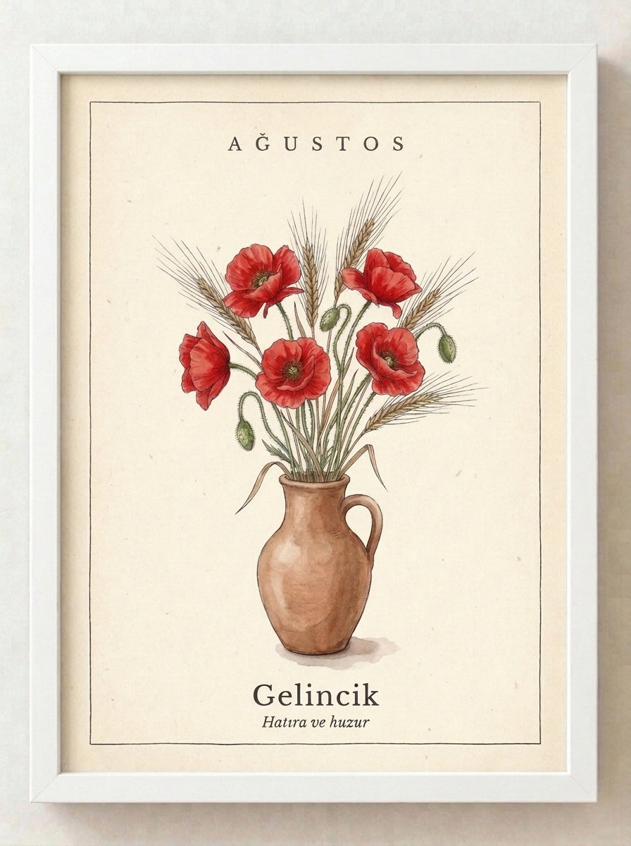 Botanik Çiçek Tablosu – Çiçek Koleksiyonu No. 04 | Çerçeveli Tablo 30x40