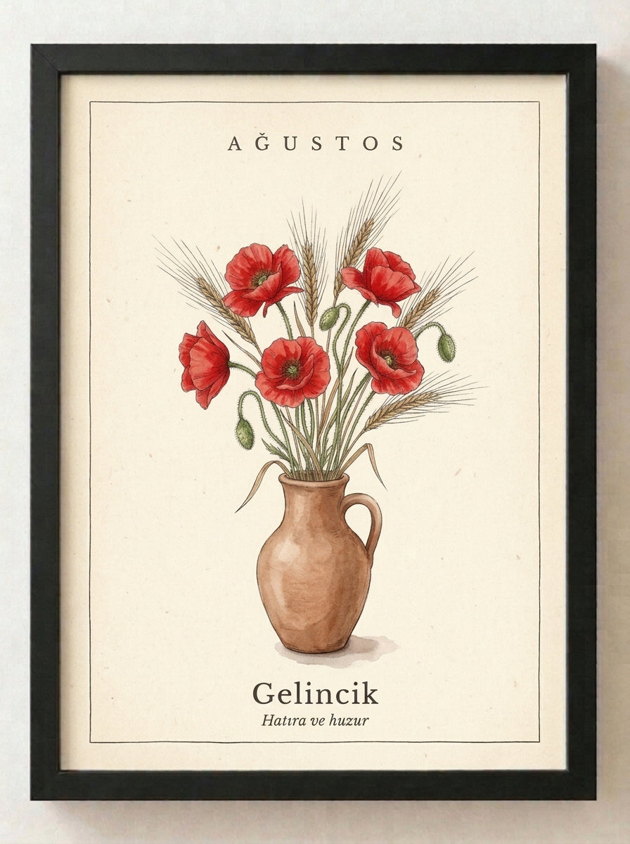 Botanik Çiçek Tablosu – Çiçek Koleksiyonu No. 04 | Çerçeveli Tablo 30x40