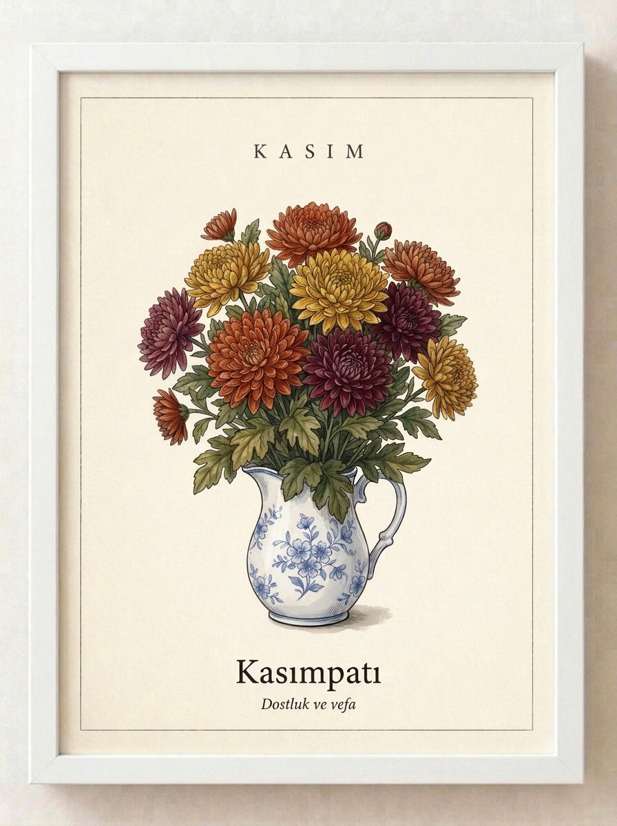 Botanik Çiçek Tablosu – Çiçek Koleksiyonu No. 010 | Çerçeveli Tablo 30x40