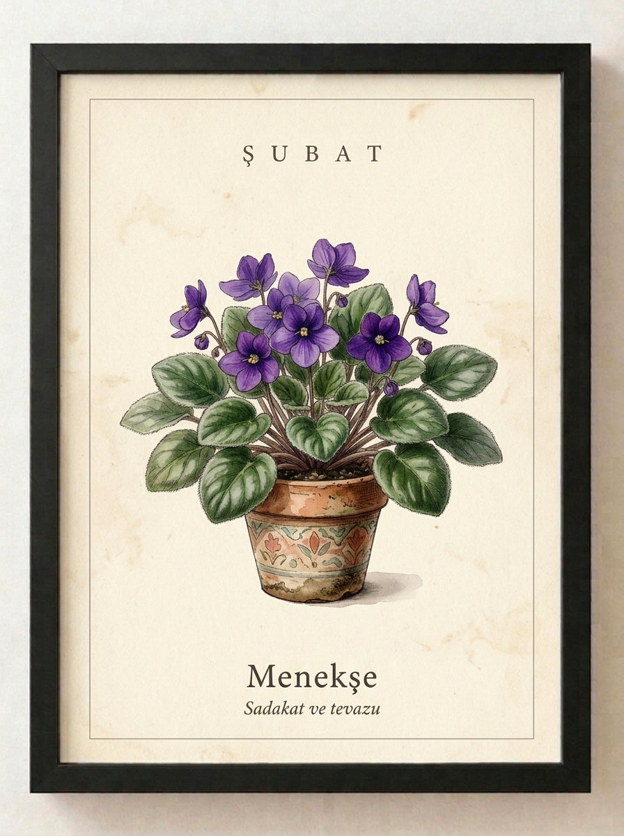 Botanik Çiçek Tablosu – Çiçek Koleksiyonu No. 09 | Çerçeveli Tablo 30x40