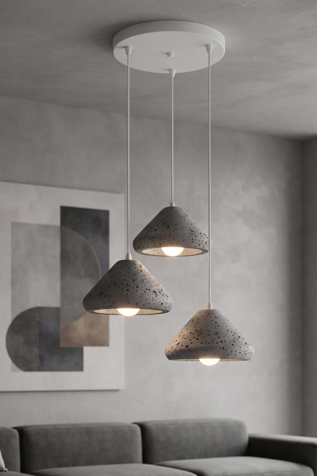 Mantar Başlıklı 3'lü Sarkıt Avize 24 x 24 Modern Tasarım Salon ve Mutfak Aydınlatma Dekoratif Sarkıt Lamba