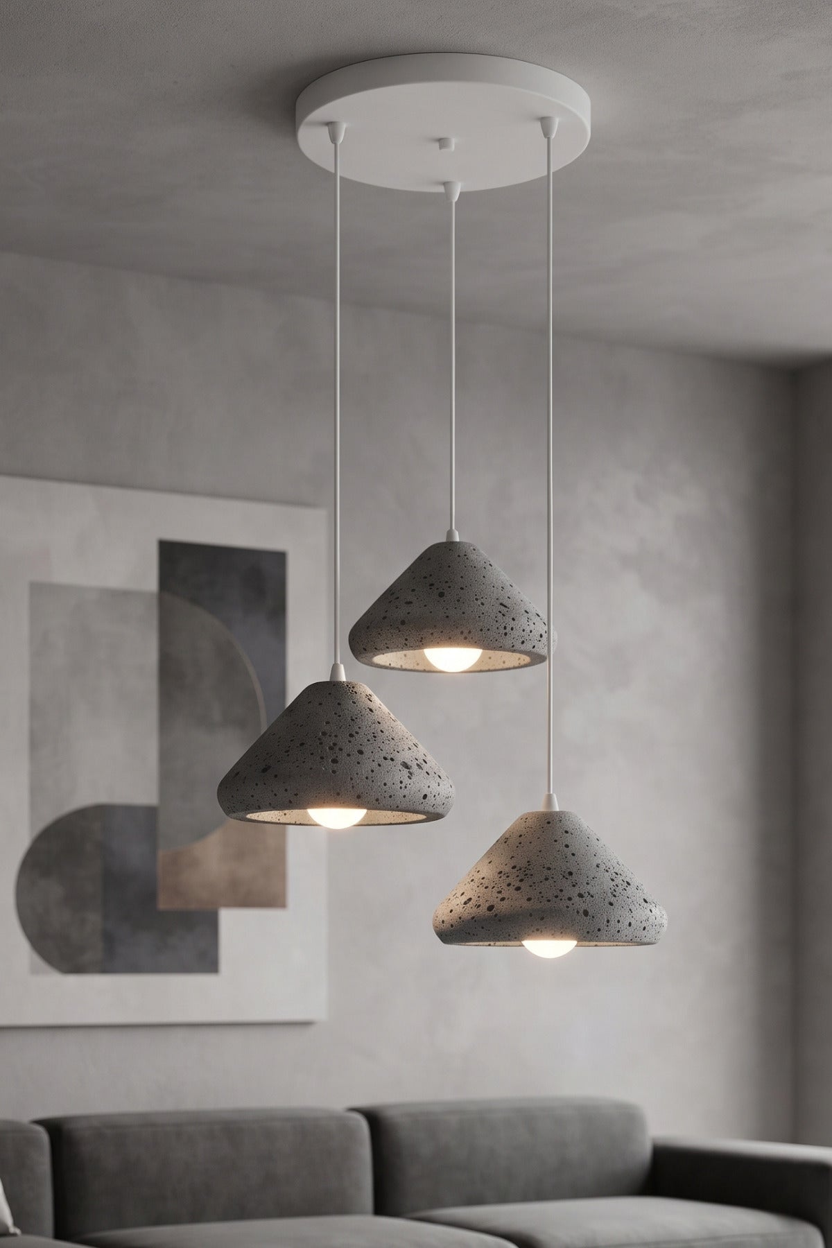 Mantar Başlıklı 3'lü Sarkıt Avize 24 x 24 Modern Tasarım Salon ve Mutfak Aydınlatma Dekoratif Sarkıt Lamba