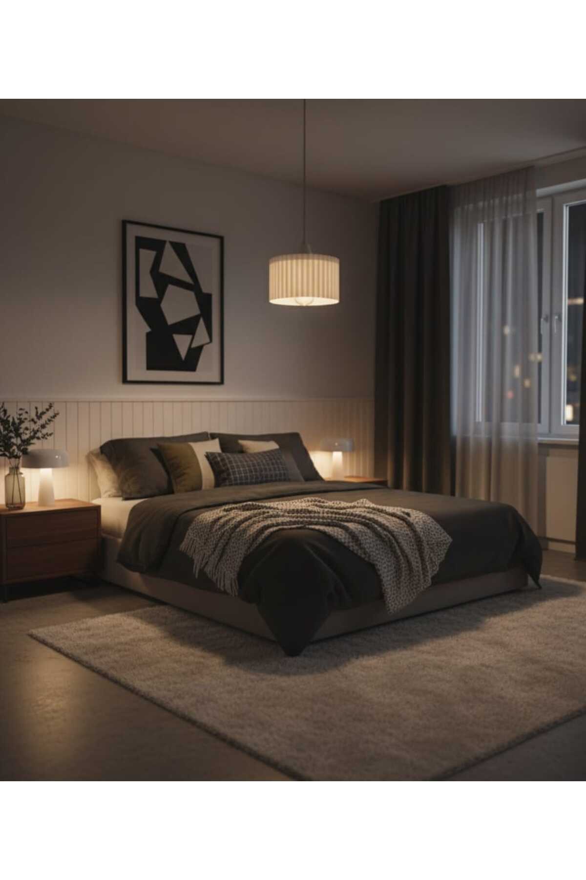 Lüks Beyaz Renk Modern Dekoratif Salon, Oturma Odası ve Mutfak Sarkıt Avize (Lamba Hediyedir)