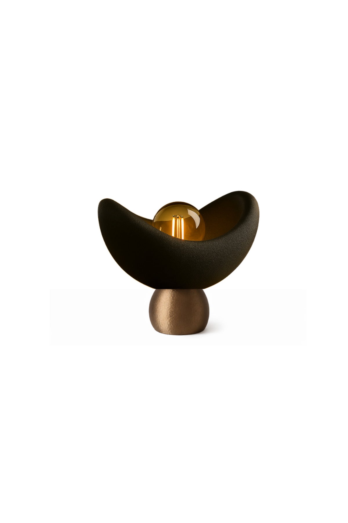 Luna Tasarım Masa Lambası Bronz Detaylı Abajur Loş Amber Işık, Rustik Ampul Hediyeli 20 x 37 cm