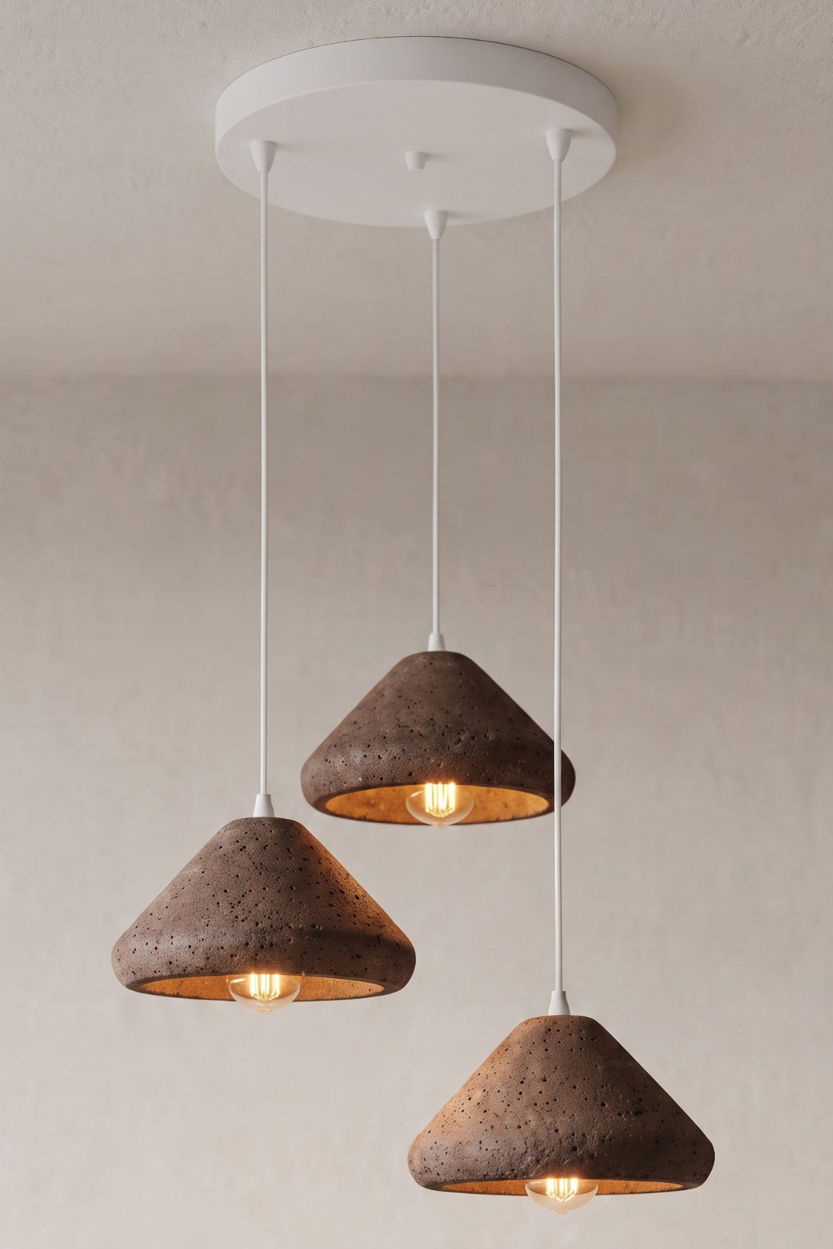 Mantar Başlıklı 3'lü Sarkıt Avize 24 x 24 Modern Tasarım Salon ve Mutfak Aydınlatma Dekoratif Sarkıt Lamba