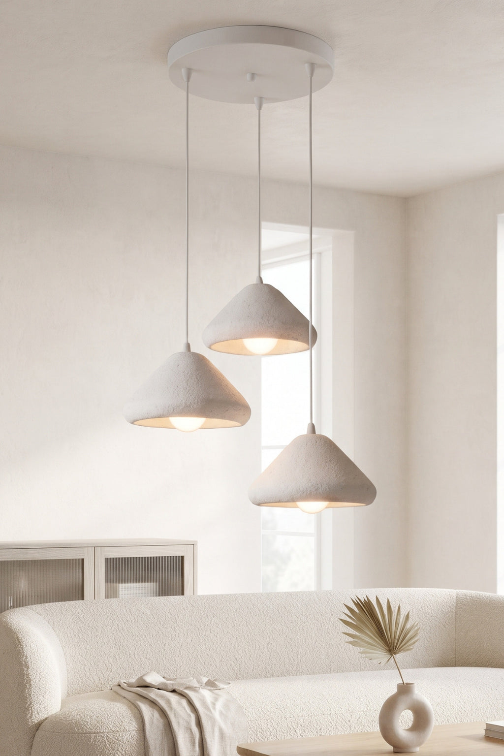 Mantar Başlıklı 3'lü Sarkıt Avize 24 x 24 Modern Tasarım Salon ve Mutfak Aydınlatma Dekoratif Sarkıt Lamba