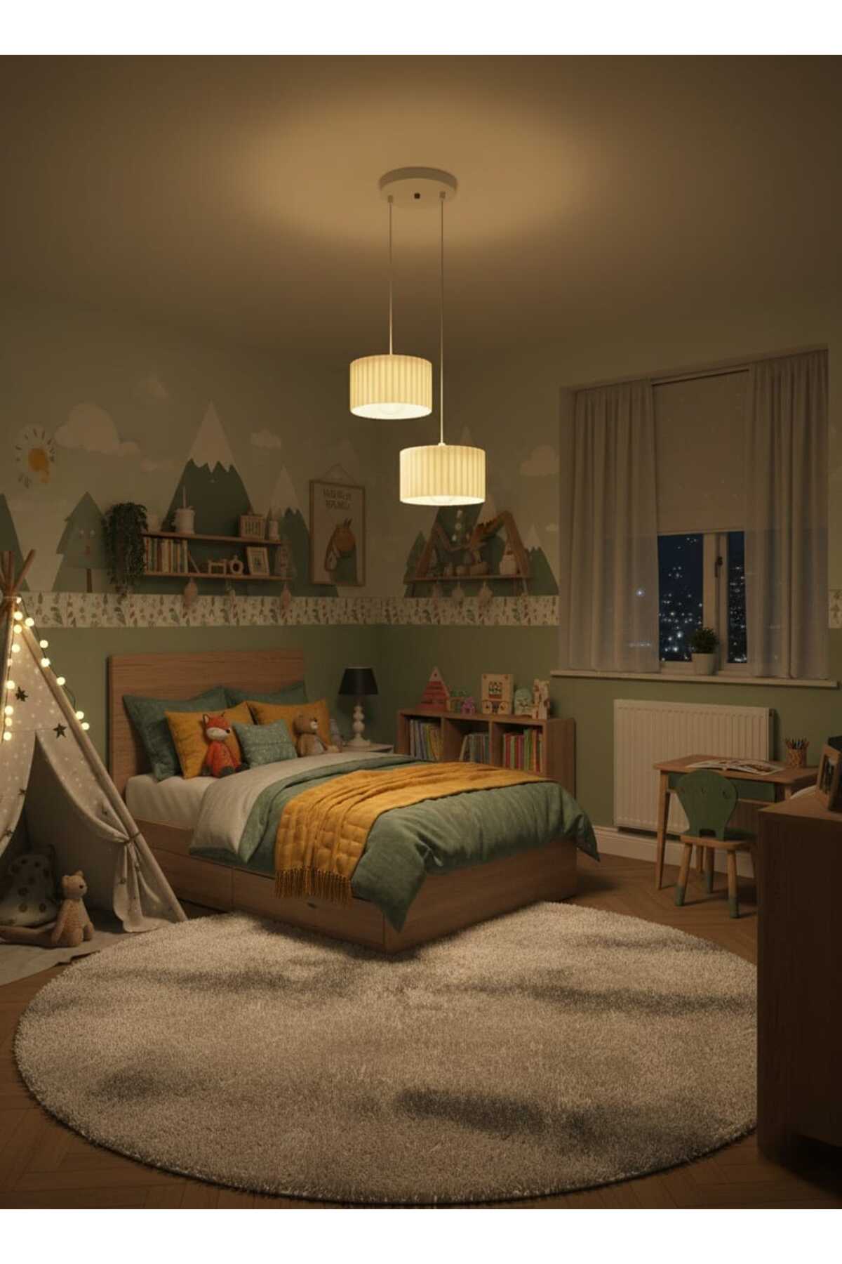Lüks Beyaz Renk 2'li Modern Dekoratif Salon, Oturma Odası ve Mutfak Sarkıt Avize (Lamba Hediyedir)