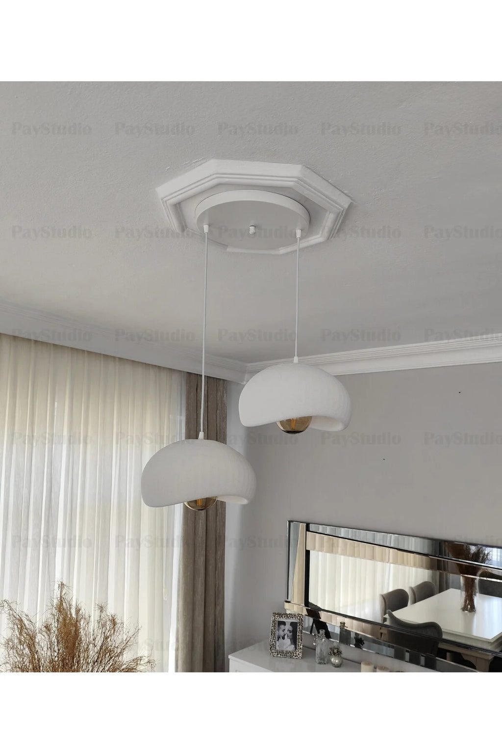 Beton Görünüm 2 Li Sarkıt Avize Bohem Modern Rustik(Rustik Ampül Hediyedir.)