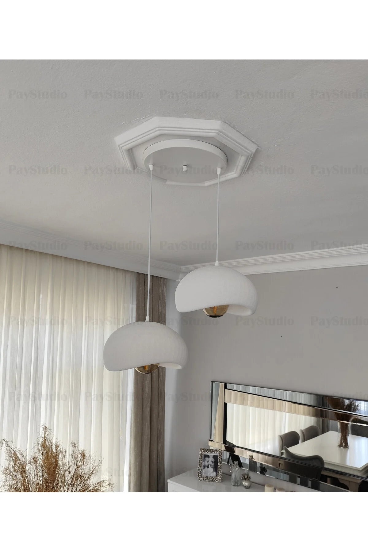 Beton Görünüm 2 Li Sarkıt Avize Bohem Modern Rustik(Rustik Ampül Hediyedir.)