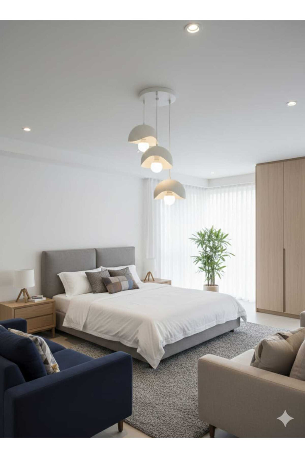 3 Lü Sarkıt Avize Rustik E27 Modern Avize Bohem Beton Görünüm (Normal Led Ampul e27 Hediye)