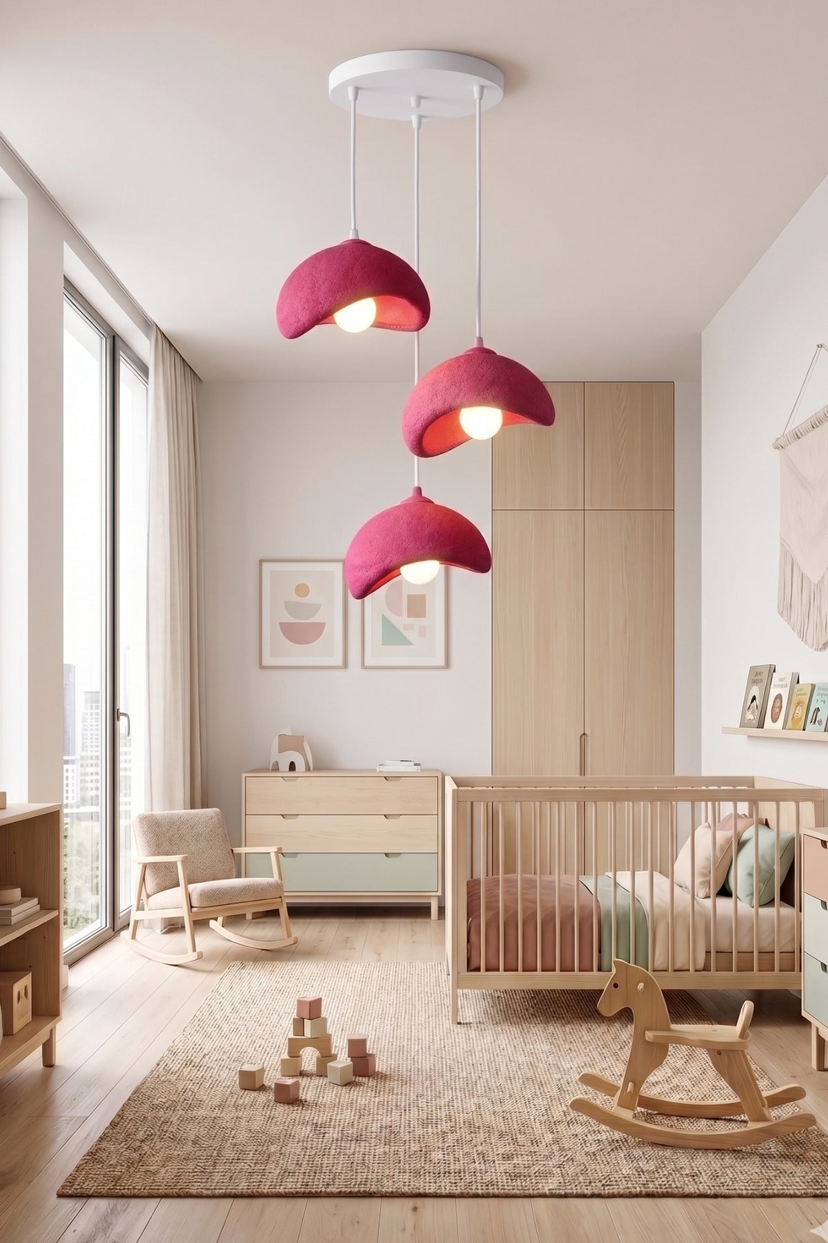 Beton Görünümlü 3 lü Dekoratif Sarkıt Avize 30x22 cm PLA Modern Ev Aydınlatması
