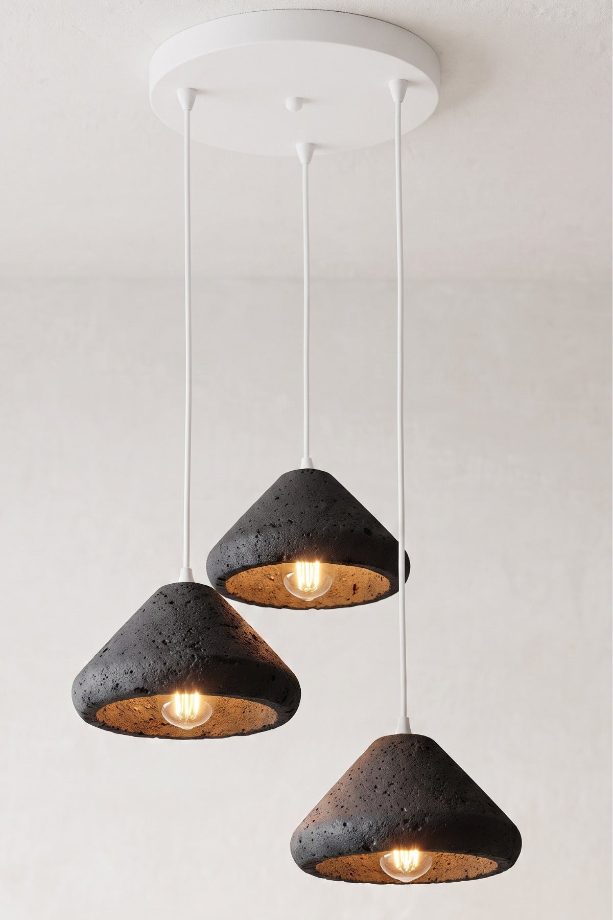 Mantar Başlıklı 3'lü Sarkıt Avize 24 x 24 Modern Tasarım Salon ve Mutfak Aydınlatma Dekoratif Sarkıt Lamba