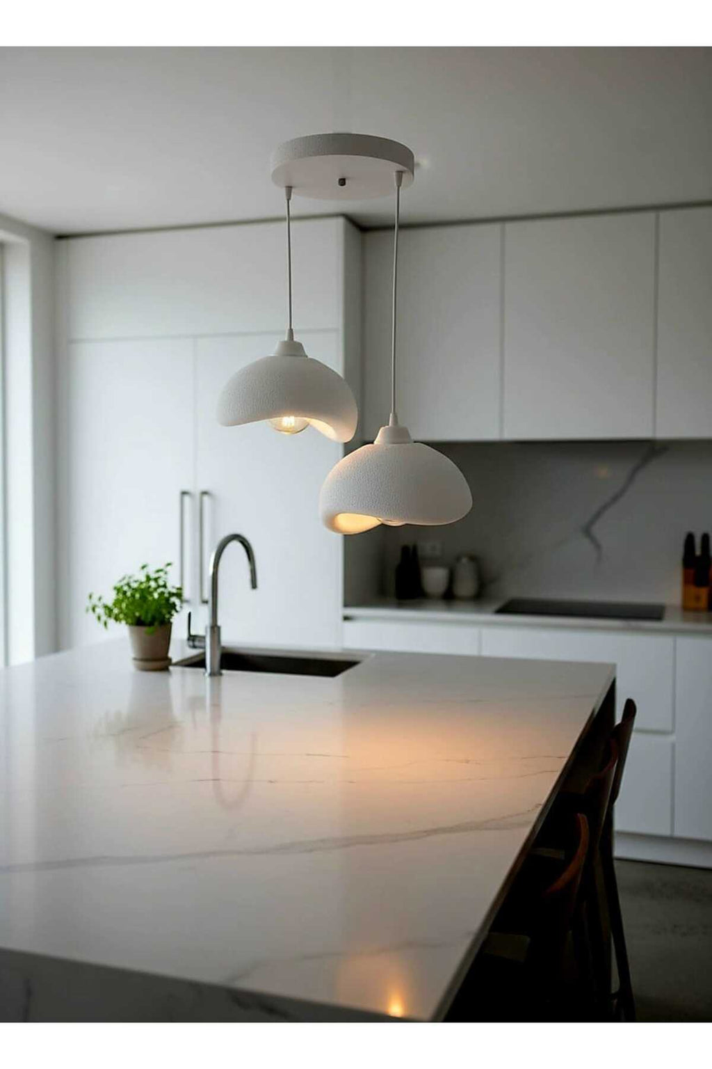 Natural Beton Görünüm 2 Li Sarkıt Avize Bohem Modern Rustik (Rustik Ampul Hediyedir.)