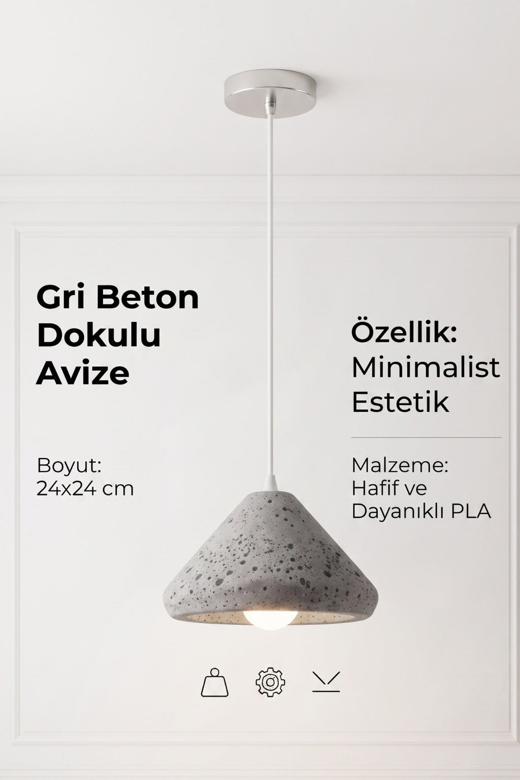 Mantar Başlıklı 3'lü Sarkıt Avize 24 x 24 Modern Tasarım Salon ve Mutfak Aydınlatma Dekoratif Sarkıt Lamba