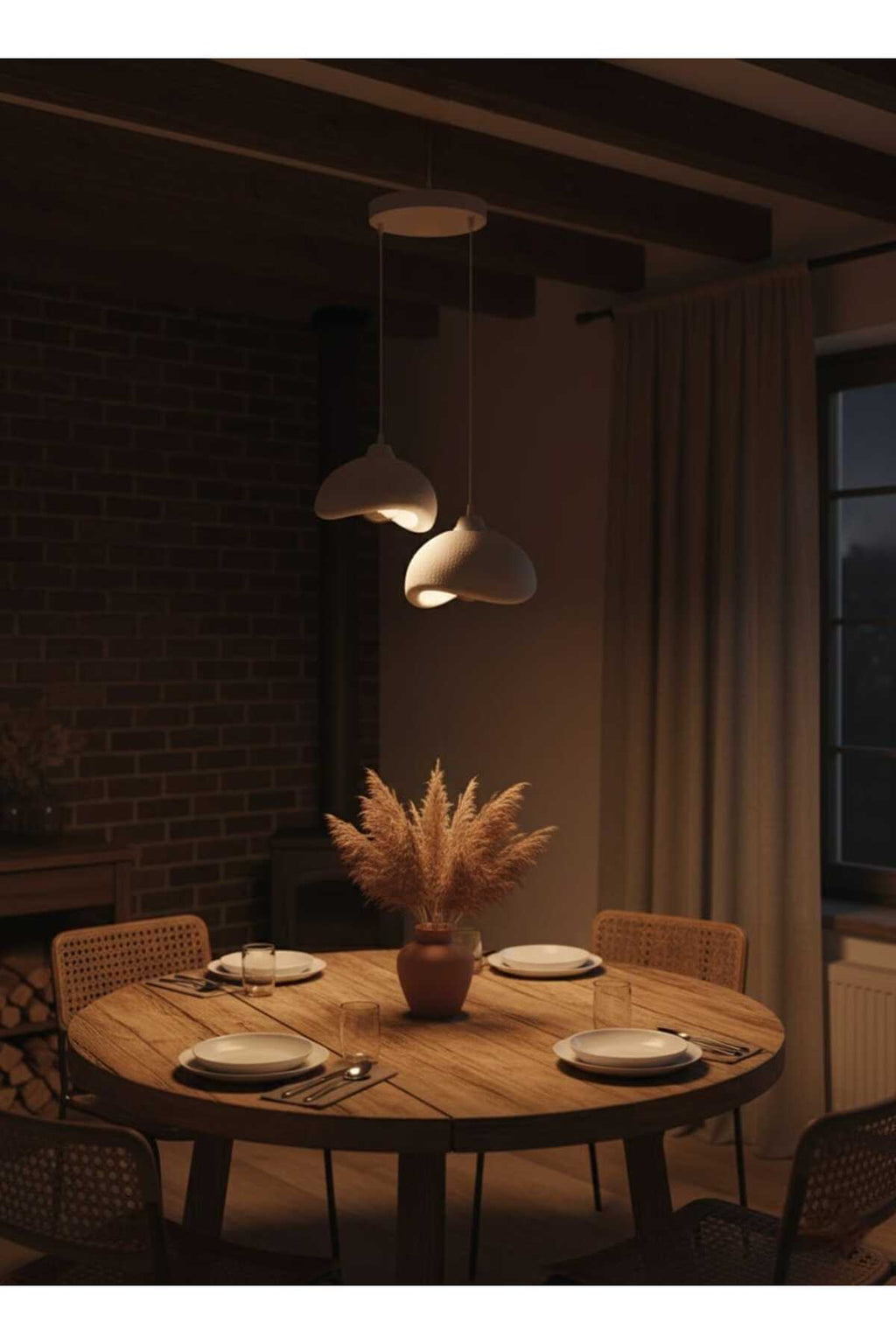 Natural Beton Görünüm 2 Li Sarkıt Avize Bohem Modern Rustik (Rustik Ampul Hediyedir.)