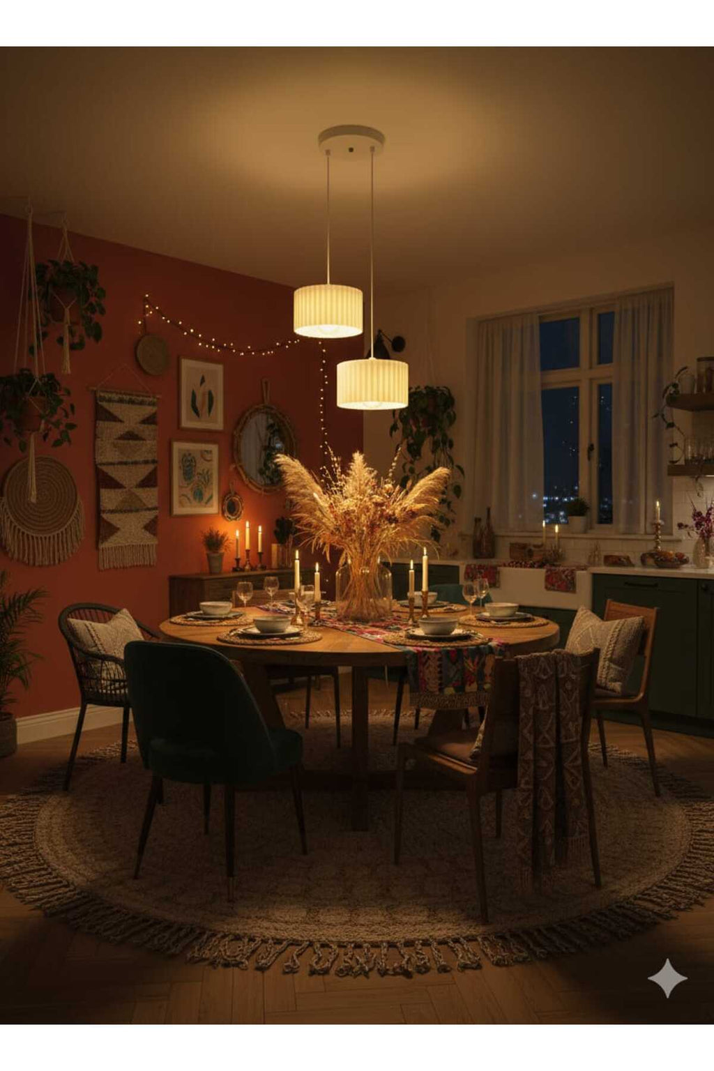 Lüks Beyaz Renk 2'li Modern Dekoratif Salon, Oturma Odası ve Mutfak Sarkıt Avize (Lamba Hediyedir)