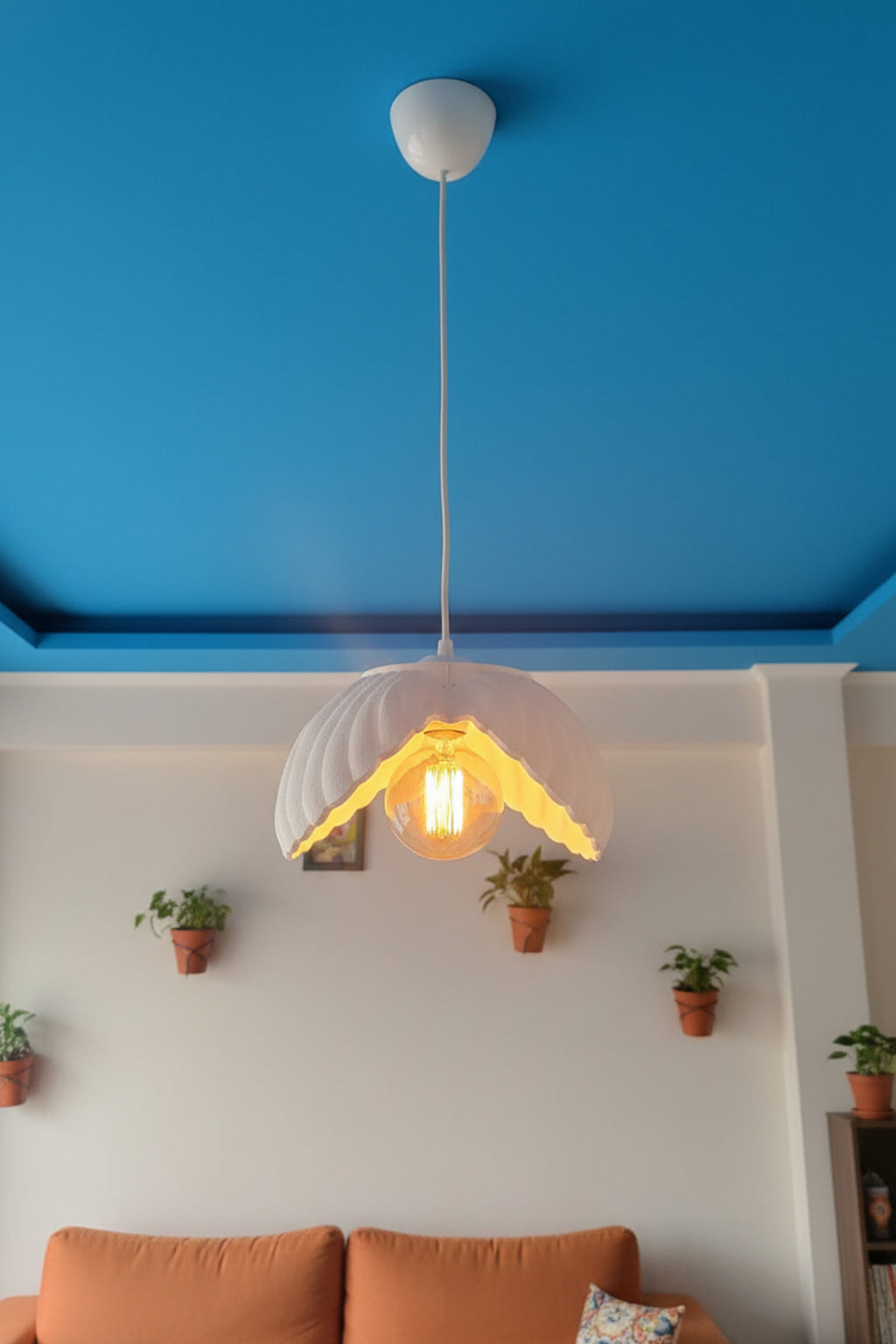 Beyaz Tekli Lotus Avize Salon Dayanıklı Plastik Dekoratif Sarkıt Aydınlatma Ayarlanabilir Kablo