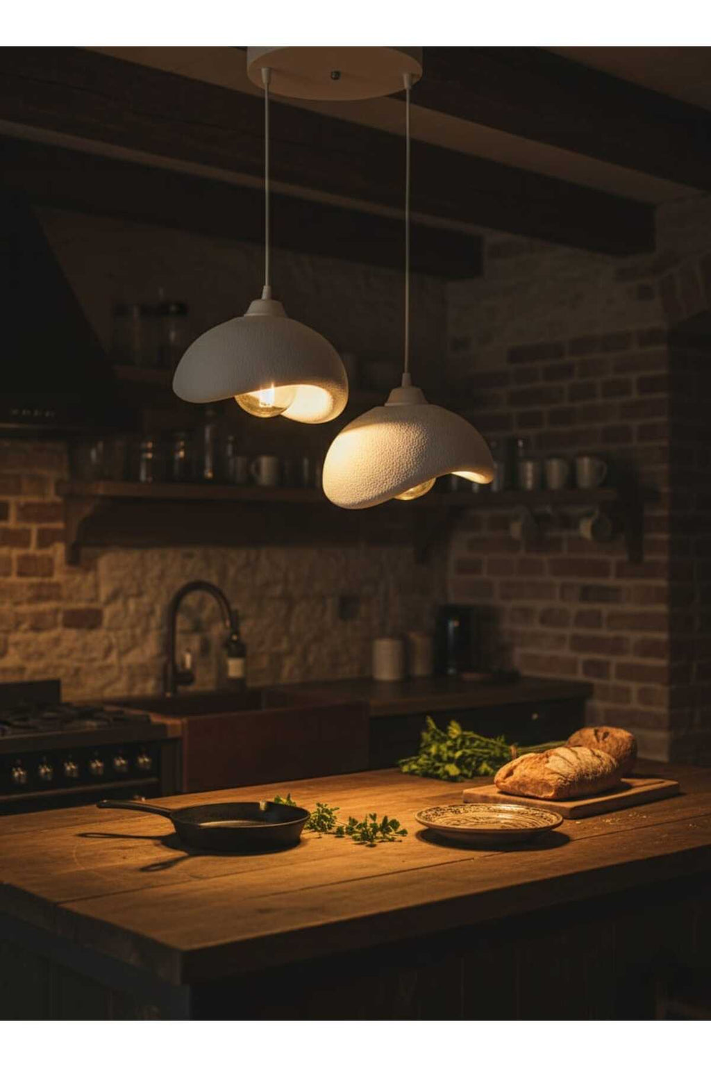 Natural Beton Görünüm 2 Li Sarkıt Avize Bohem Modern Rustik (Rustik Ampul Hediyedir.)