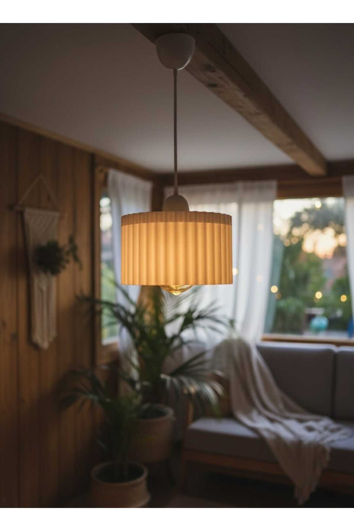 Lüks Beyaz Renk Modern Dekoratif Salon, Oturma Odası ve Mutfak Sarkıt Avize (Lamba Hediyedir)