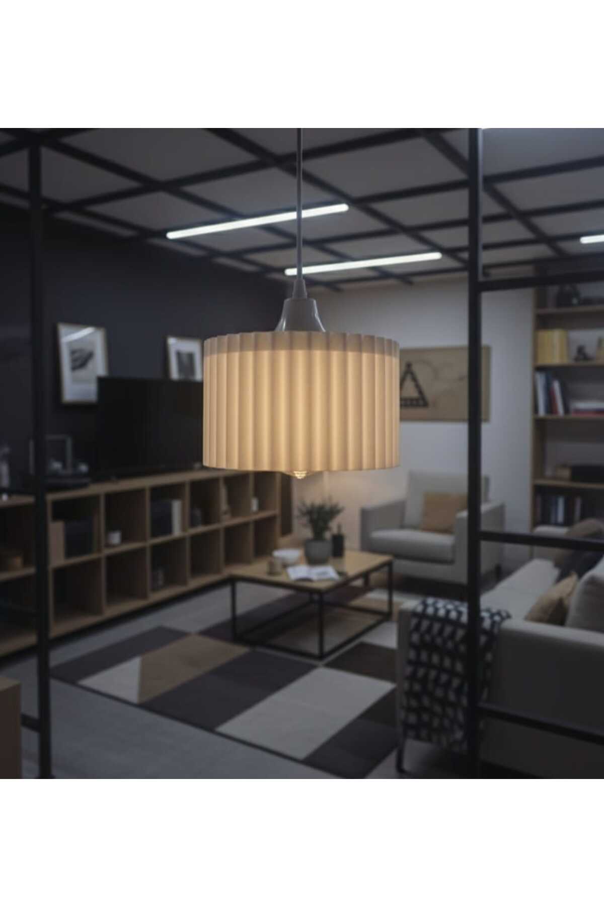 Lüks Beyaz Renk Modern Dekoratif Salon, Oturma Odası ve Mutfak Sarkıt Avize (Lamba Hediyedir)