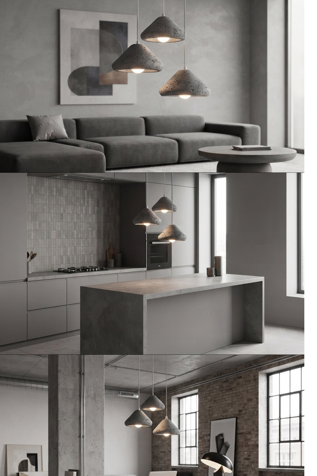 Mantar Başlıklı 3'lü Sarkıt Avize 24 x 24 Modern Tasarım Salon ve Mutfak Aydınlatma Dekoratif Sarkıt Lamba