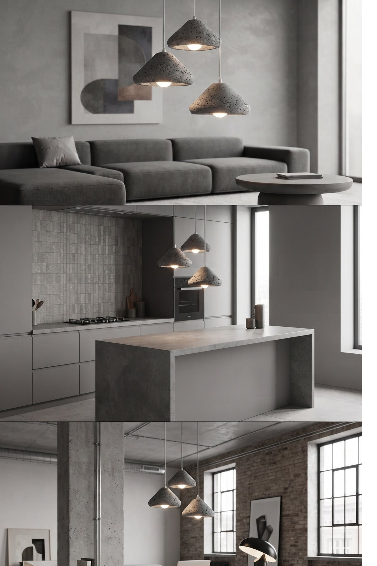 Mantar Başlıklı 3'lü Sarkıt Avize 24 x 24 Modern Tasarım Salon ve Mutfak Aydınlatma Dekoratif Sarkıt Lamba