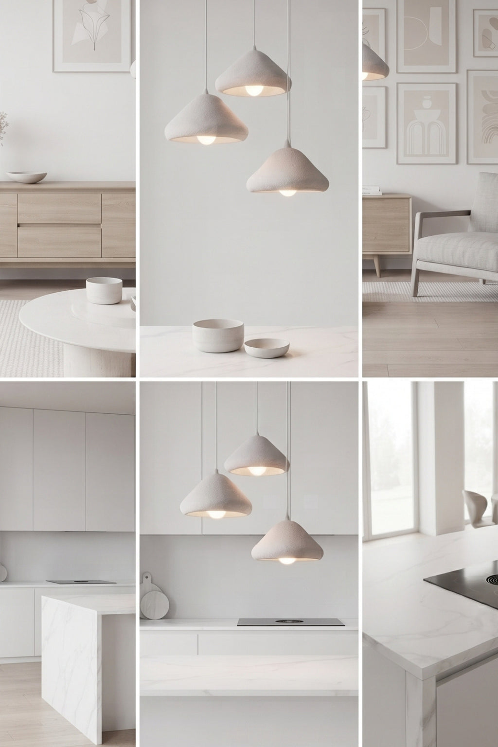 Mantar Başlıklı 3'lü Sarkıt Avize 24 x 24 Modern Tasarım Salon ve Mutfak Aydınlatma Dekoratif Sarkıt Lamba