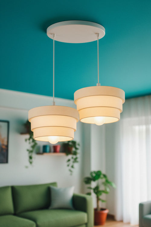 2 Li Basamak Avize Salon Pastik Dayanıklı Dekoratif Sarkıt Aydınlatma Ayarlanabilir Kablo