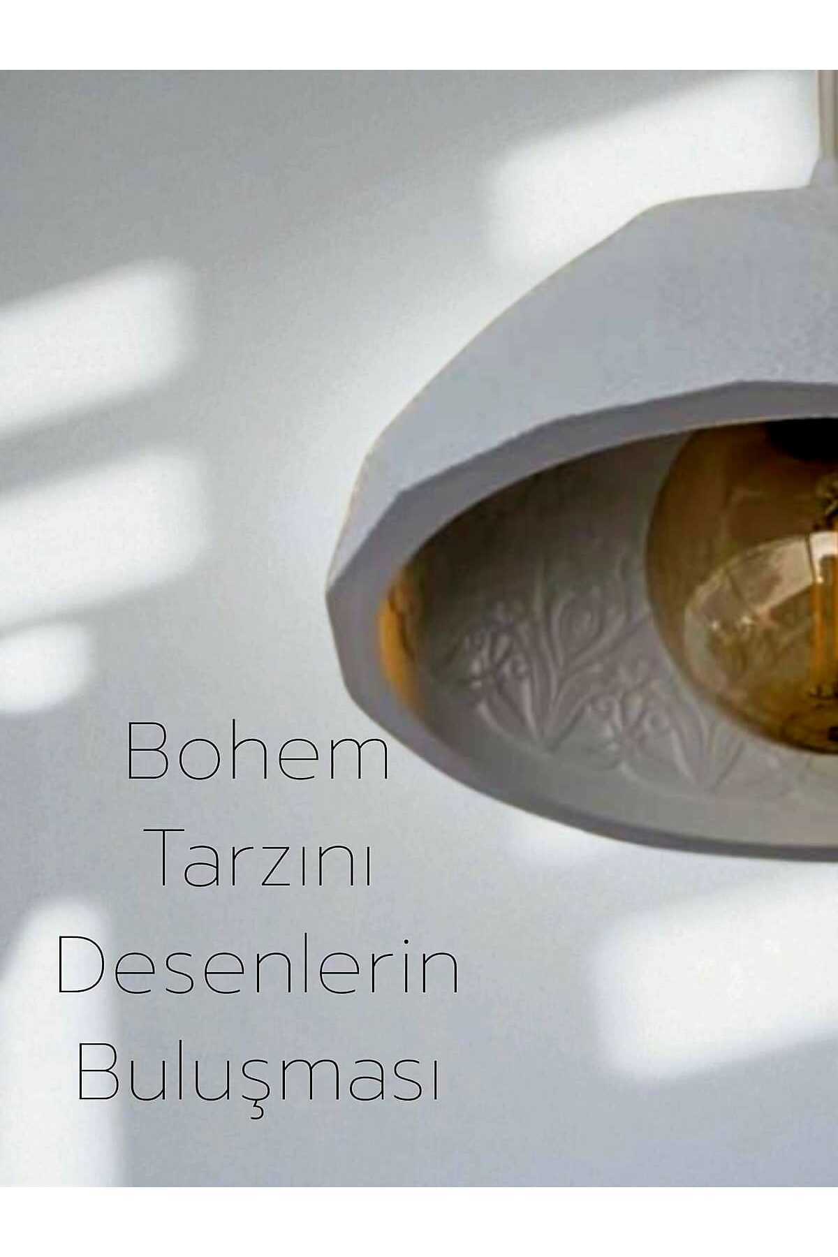 Modern Mozaik Desen Özel Beton Görünümlü Doku Rustik İç Desenli Sarkıt Avize