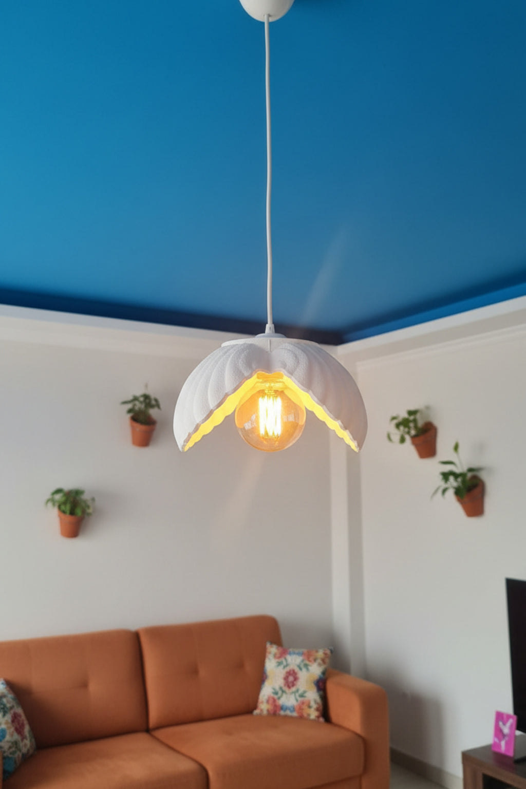 Beyaz Tekli Lotus Avize Salon Dayanıklı Plastik Dekoratif Sarkıt Aydınlatma Ayarlanabilir Kablo