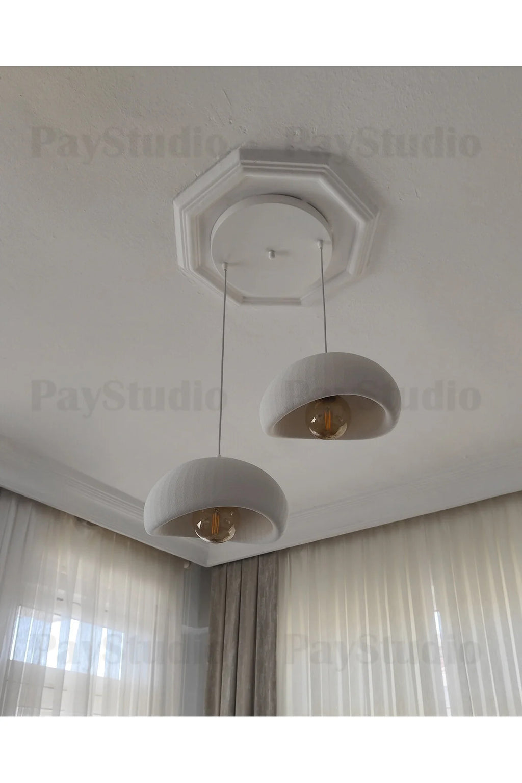Beton Görünüm 2 Li Sarkıt Avize Bohem Modern Rustik(Rustik Ampül Hediyedir.)
