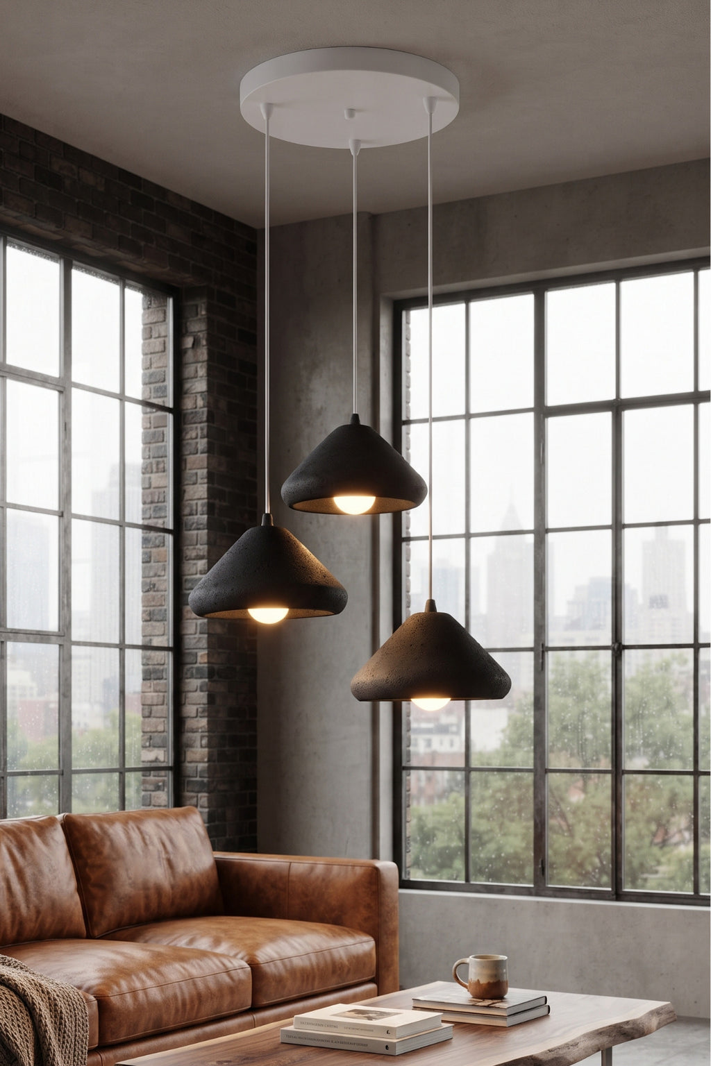 Mantar Başlıklı 3'lü Sarkıt Avize 24 x 24 Modern Tasarım Salon ve Mutfak Aydınlatma Dekoratif Sarkıt Lamba