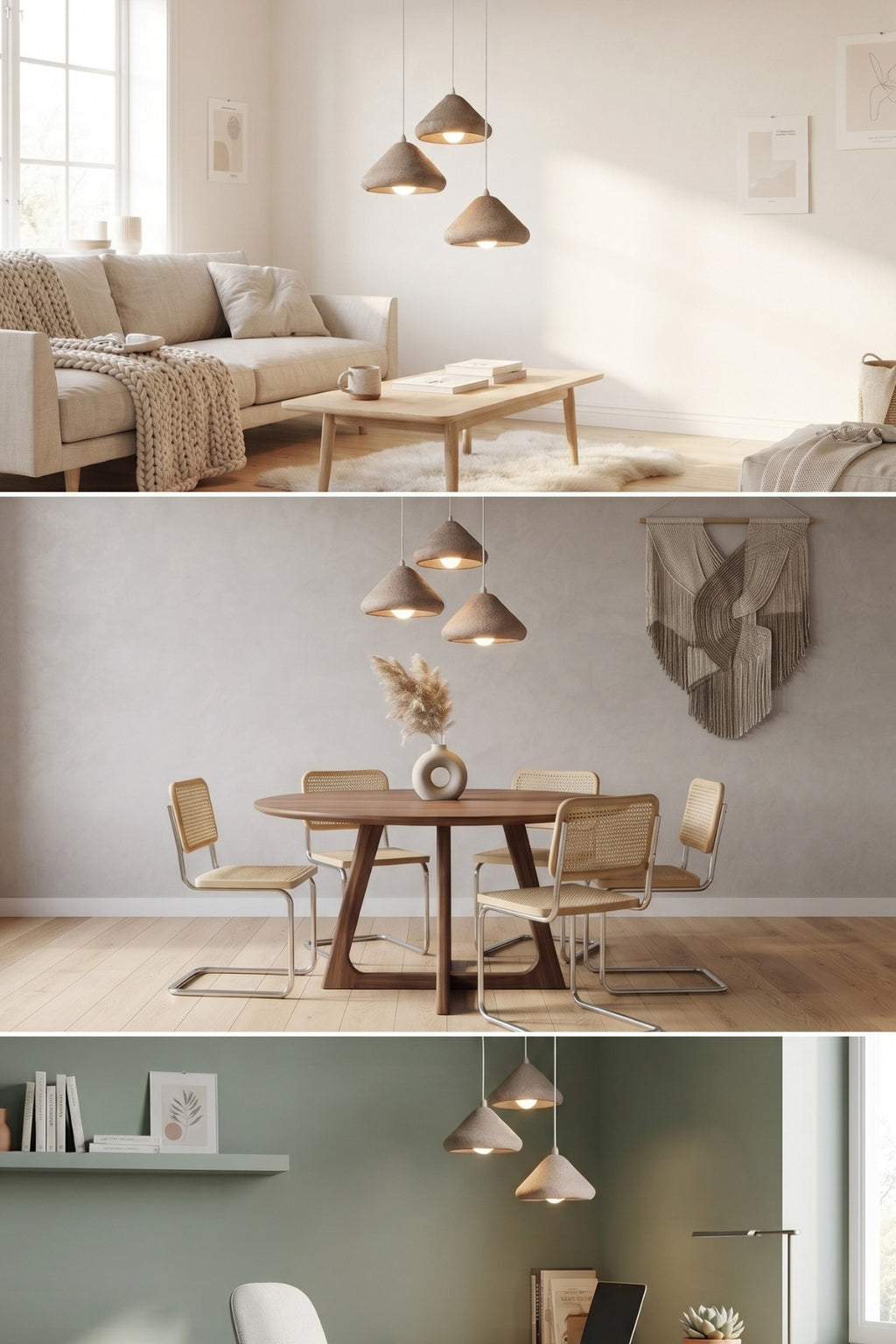Mantar Başlıklı 3'lü Sarkıt Avize 24 x 24 Modern Tasarım Salon ve Mutfak Aydınlatma Dekoratif Sarkıt Lamba