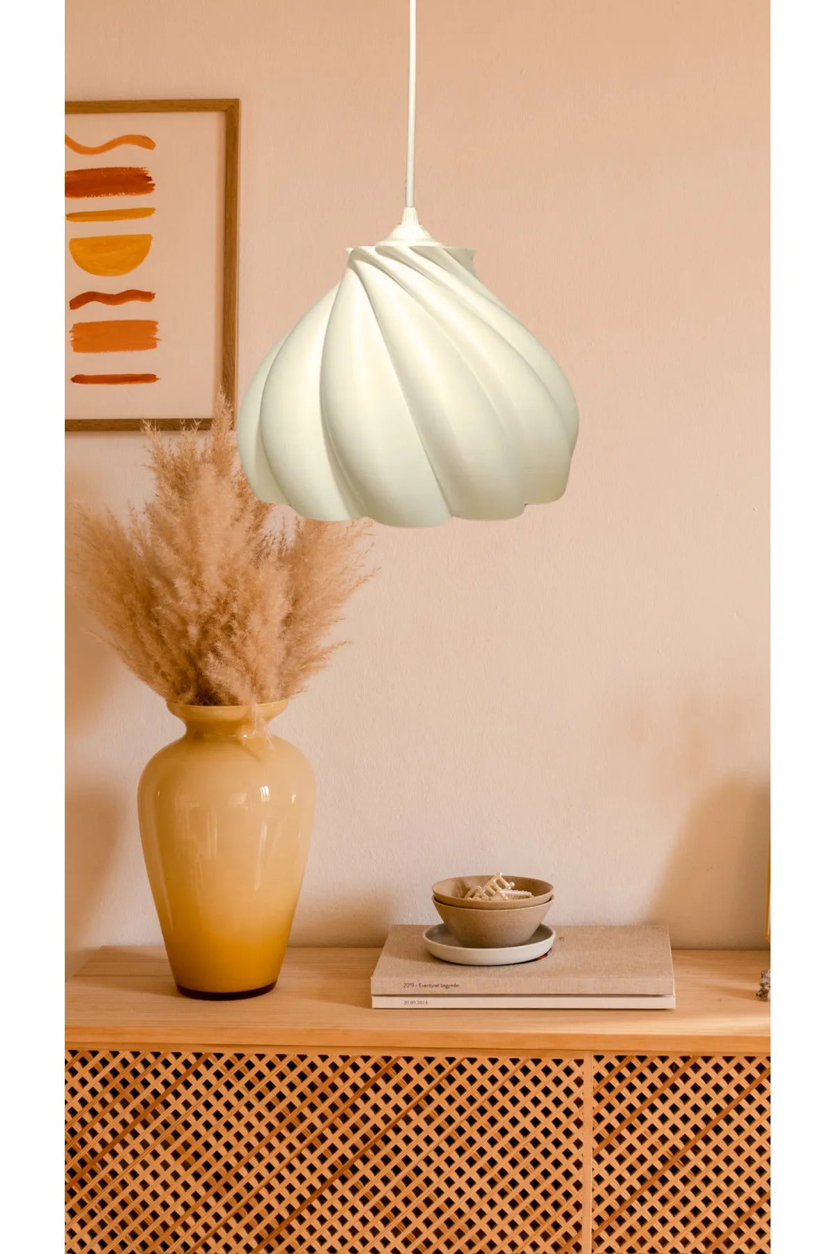 Pumpkin Tekli Avize Yatak Odası, Mutfak, Oturma Odası Beyaz Tasarım Tekli Sarkıt Avize PLASTİK trend