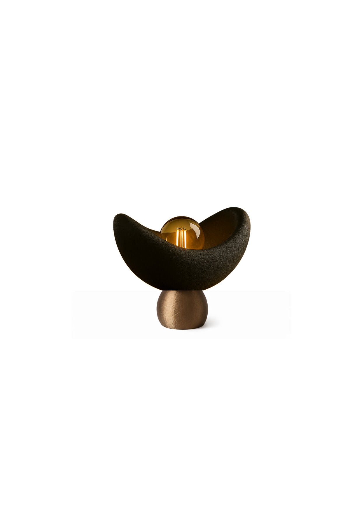 Luna Tasarım Masa Lambası Bronz Detaylı Abajur Loş Amber Işık, Rustik Ampul Hediyeli 20 x 37 cm