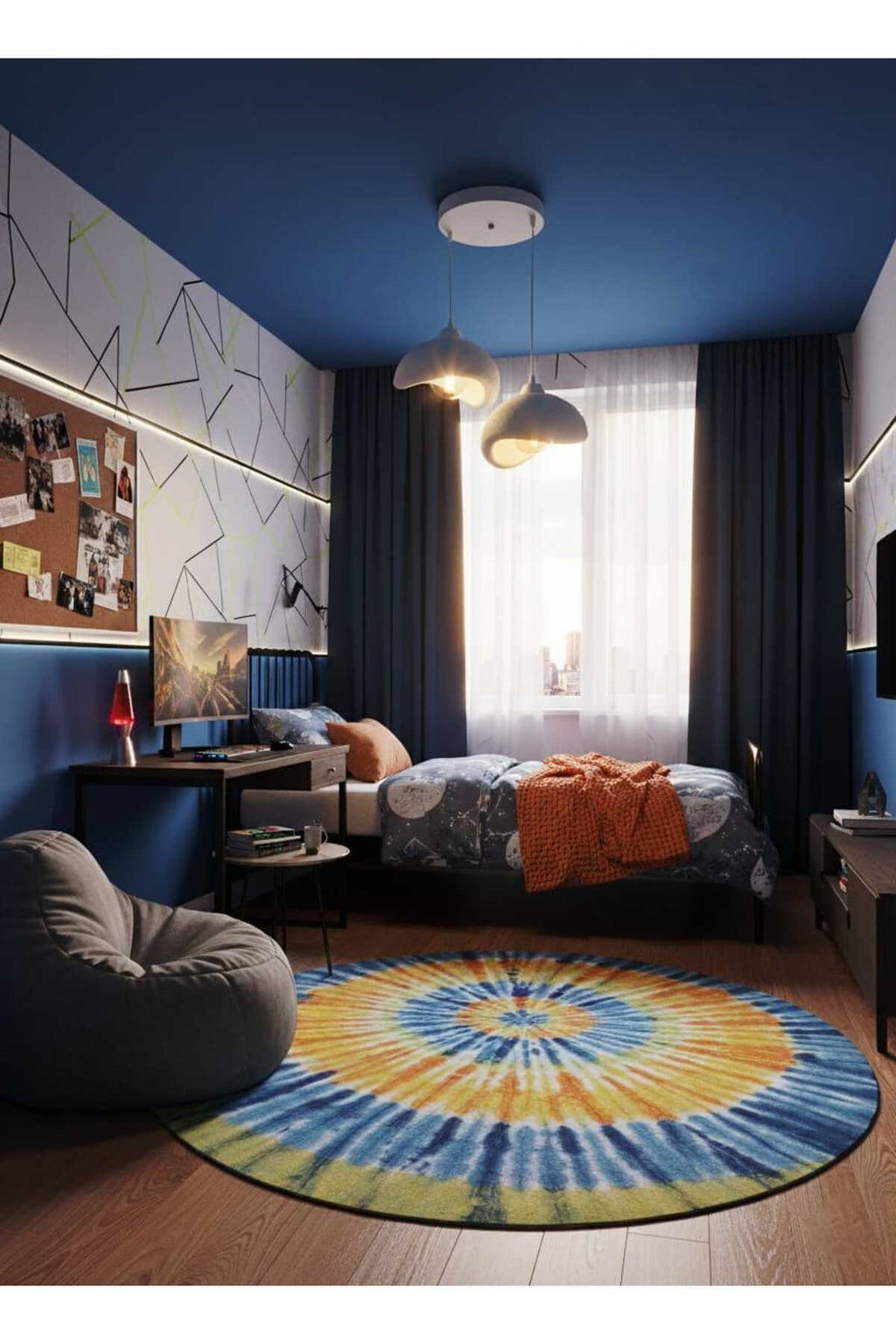 Natural Beton Görünüm 2 Li Sarkıt Avize Bohem Modern Rustik (Rustik Ampul Hediyedir.)