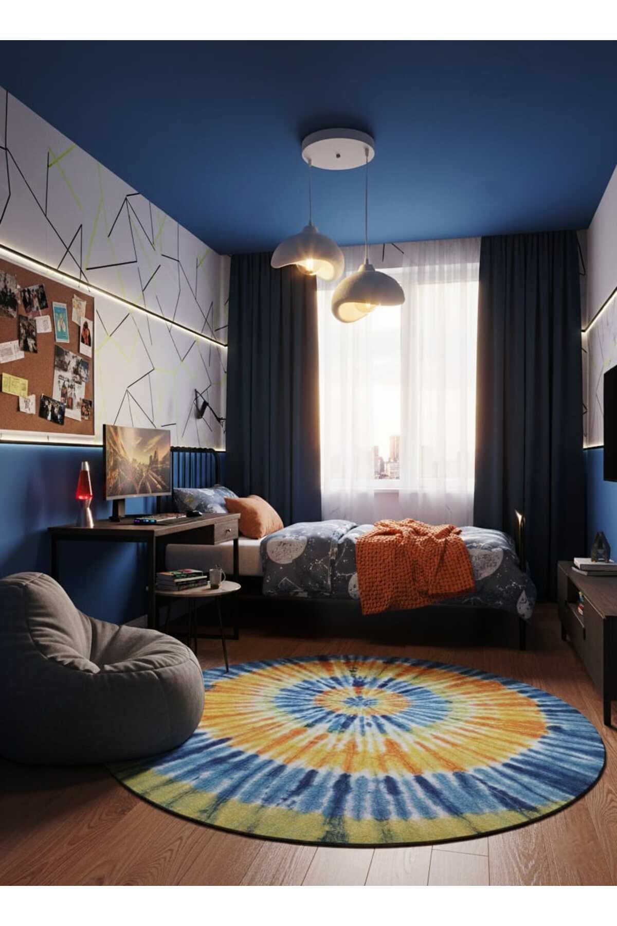 Natural Beton Görünüm 2 Li Sarkıt Avize Bohem Modern Rustik (Rustik Ampul Hediyedir.)