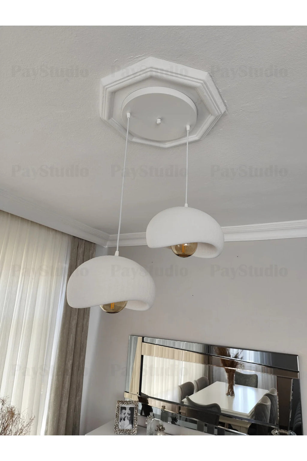 Beton Görünüm 2 Li Sarkıt Avize Bohem Modern Rustik(Rustik Ampül Hediyedir.)