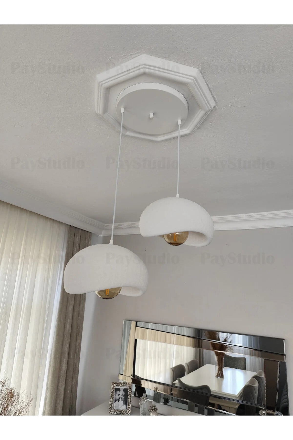 Beton Görünüm 2 Li Sarkıt Avize Bohem Modern Rustik(Rustik Ampül Hediyedir.)