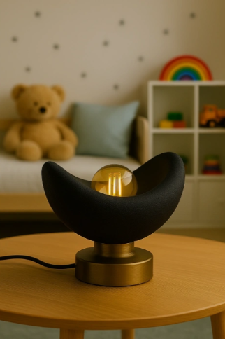 Luna Tasarım Masa Lambası Siyah & Bronz Detaylı Modern Abajur 20 x 37 cm