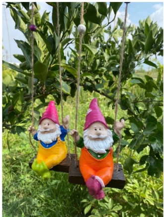 Dekoratif 2’li Sallanan Cüce Bahçe Balkon Süsü