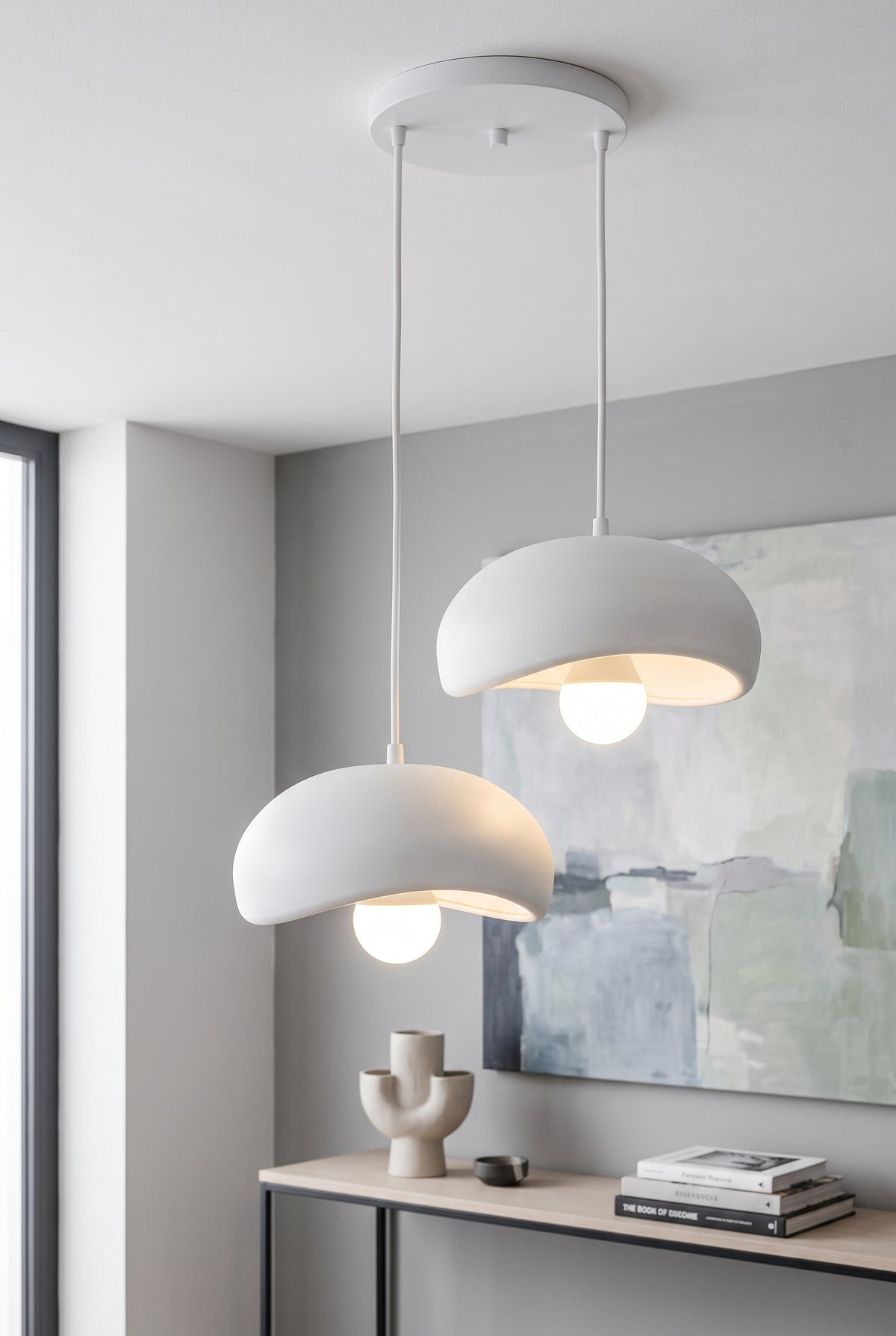 Natural Beton Görünüm 2 Li Sarkıt Avize Bohem Modern