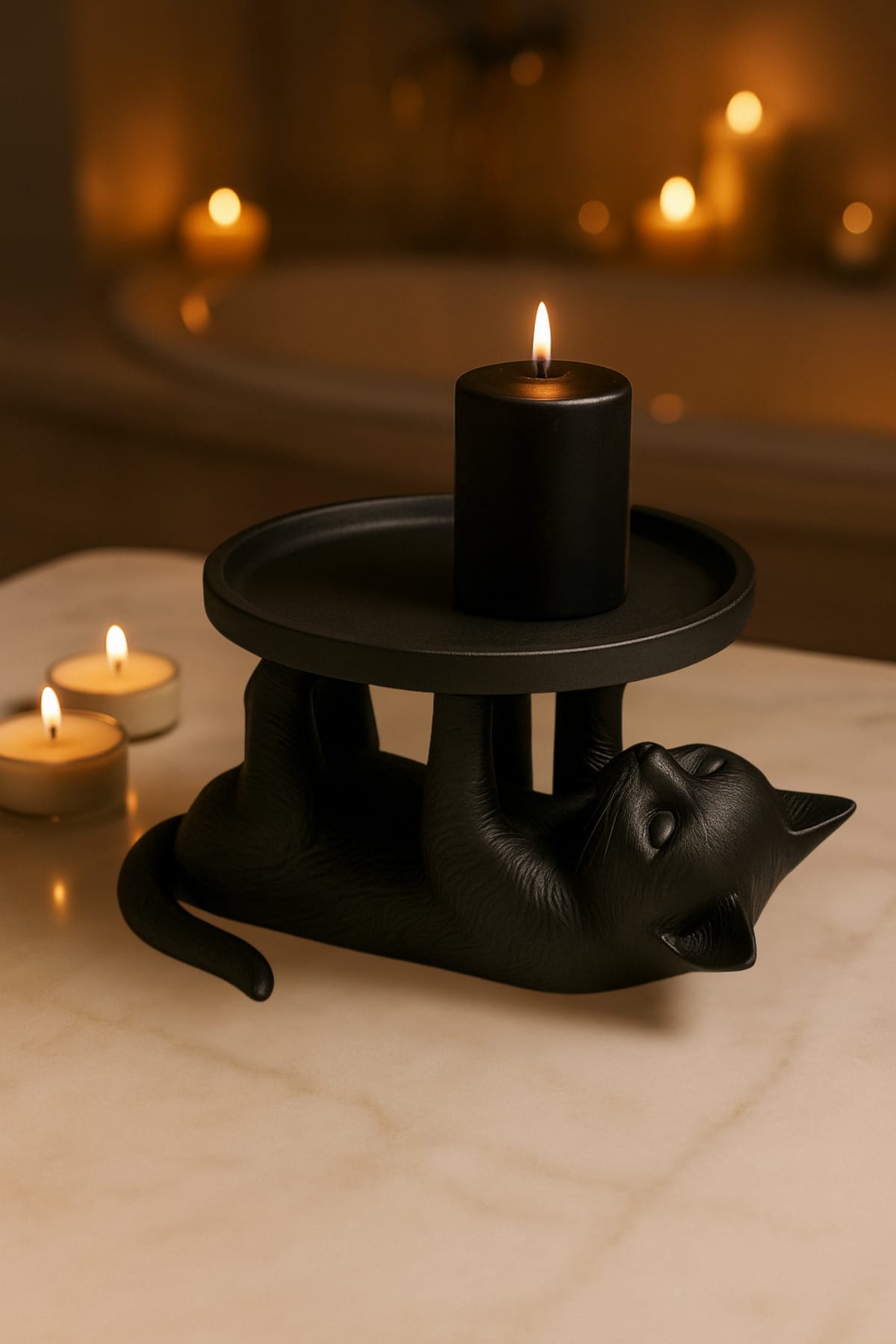 Kedi Sunumluk Tabak Siyah 14 x 14