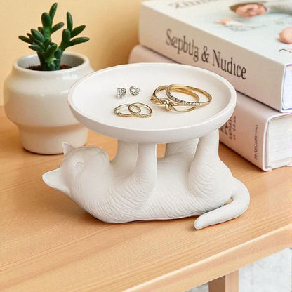 Kedi Sunumluk Tabak Beyaz 14 x 14 cm