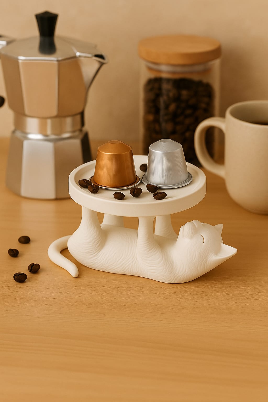 Kedi Sunumluk Tabak Beyaz 14 x 14 cm