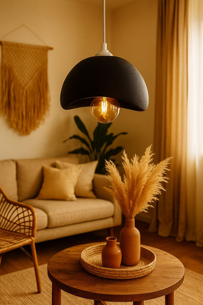 Beton Görünümlü İskandinav Avize Siyah