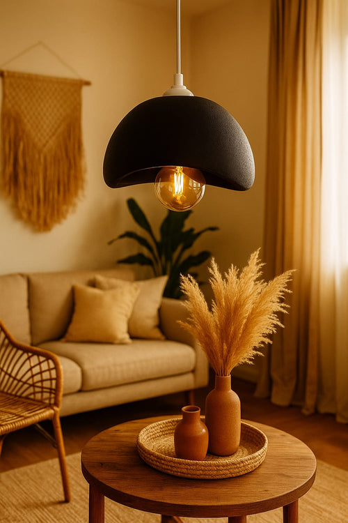 Beton Görünümlü İskandinav Avize Siyah