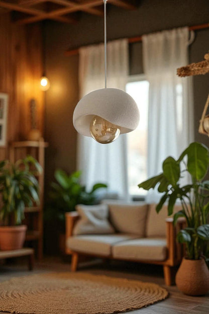 Tekli Beton Görünümlü Avize Beyaz